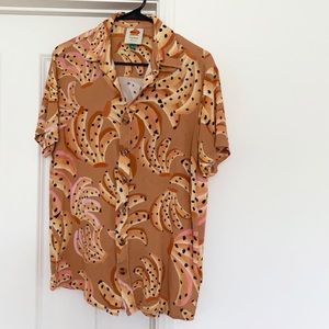 FARM Rio Brown and Pink Patterned Top